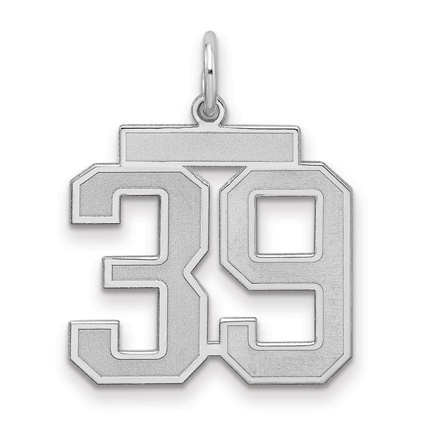 Sterling Silver/Rhodium-plated Satin Number 39 Charm