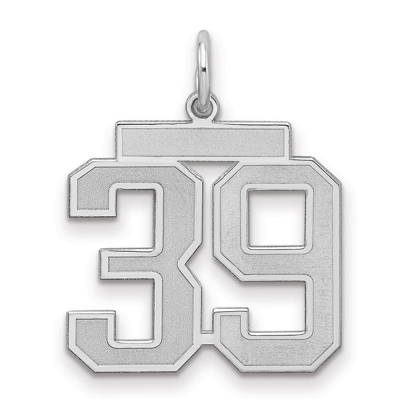 Sterling Silver/Rhodium-plated Satin Number 39 Charm