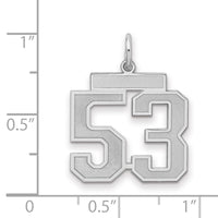 Sterling Silver/Rhodium-plated Satin Number 53 Charm
