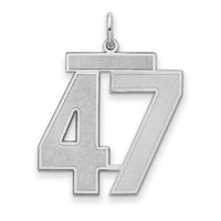 Sterling Silver/Rhodium-plated Satin Number 47 Charm