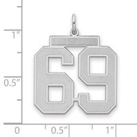 Sterling Silver/Rhodium-plated Satin Number 69 Charm