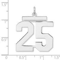 Sterling Silver/Rhodium-plated Polished Number 25 Charm