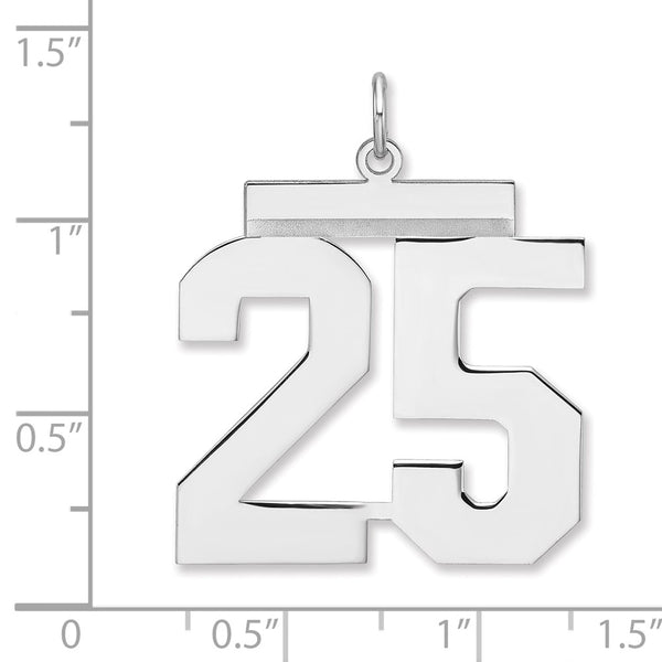 Sterling Silver/Rhodium-plated Polished Number 25 Charm
