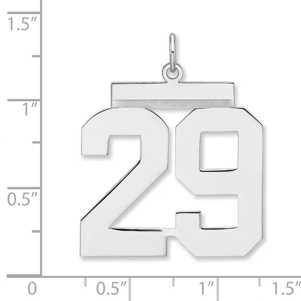 Sterling Silver/Rhodium-plated Polished Number 29 Charm