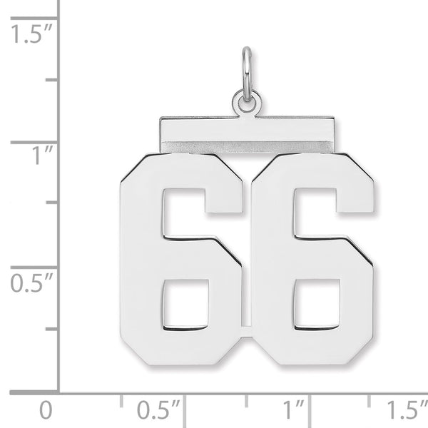 Sterling Silver/Rhodium-plated Polished Number 66 Charm