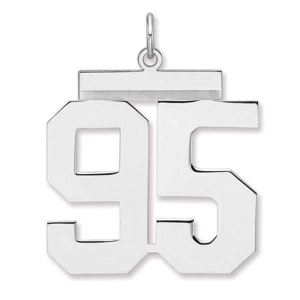 Sterling Silver/Rhodium-plated Polished Number 95 Charm