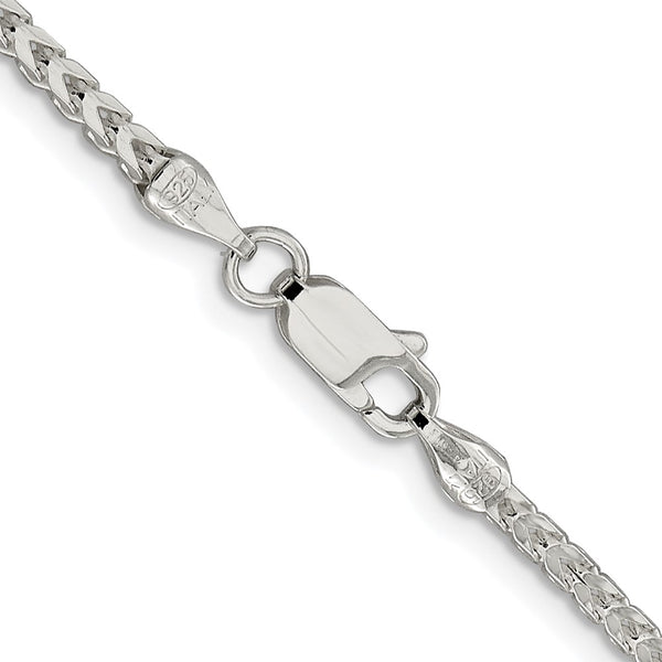 Sterling Silver Rhodium-plated 2.55mm D/C Square Franco Chain