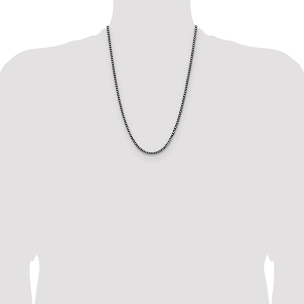 Sterling Silver Antiqued 3.1mm D/C Square Franco Chain