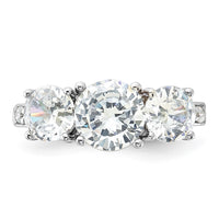 Sterling Silver Rhodium-plated 3 Stone CZ Ring