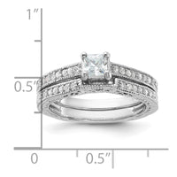 Sterling Silver Rhodium-plated 2-Piece CZ Wedding Set Ring