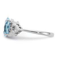 Sterling Silver Rhodium Diam. & Sky Blue Topaz Ring
