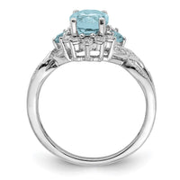 Sterling Silver Rhodium Diam. & Sky Blue Topaz Ring
