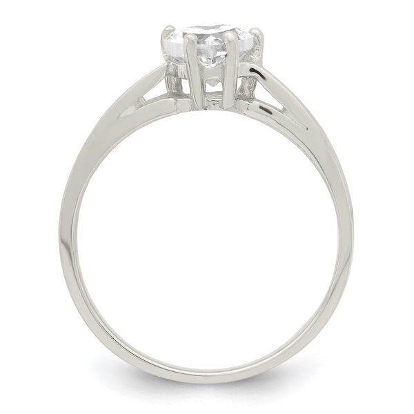 Sterling Silver Solitaire Heart CZ Ring