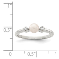 Sterling Silver CZ Imitation Pearl Ring