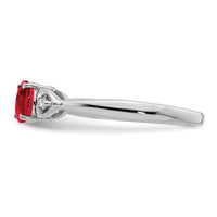Sterling Silver Rhodium Plated Diamond and Ruby Ring