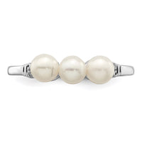Sterling Silver Rhodium Plated Diamond and FW Cultured Pearl Ring