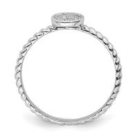 Sterling Silver Rhodium Plated White Diamond Stackable Ring