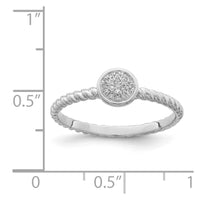 Sterling Silver Rhodium Plated White Diamond Stackable Ring