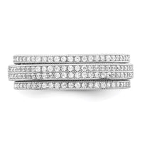 Sterling Silver Polished Rhodium-plated CZ PavÃ© Eternity Motion Ring