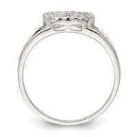 Sterling Silver Polished CZ Peace Sign Ring