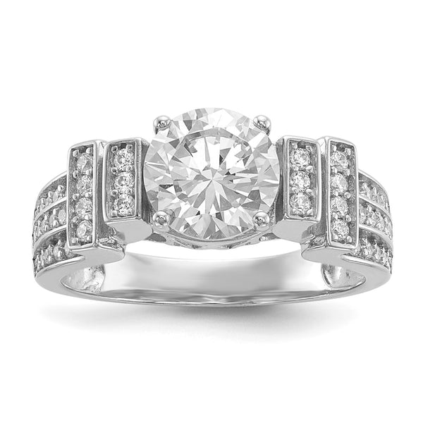 Sterling Silver Rhodium-plated CZ Tiered PavÃ© Ring