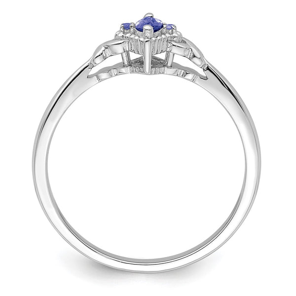 Sterling Silver Rhodium Diam. and Tanzanite Ring