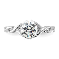 Sterling Silver Rhodium-plated 6.5mm CZ Twisted Ring