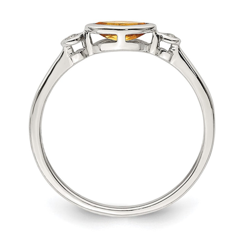 Sterling Silver Rhodium-plated Polished Citrine and White Topaz Ring