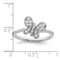 Sterling Silver Rhodium-plated CZ Butterfly Ring