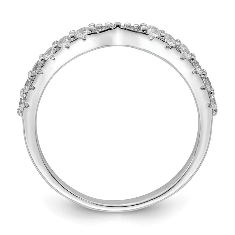 Sterling Silver Polished Rhodium-plated CZ Trio 3 Ring Set