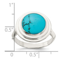 Sterling Silver Polished Round Imitation Turquoise Ring
