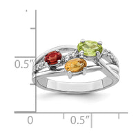 Sterling Silver RH-plated 1.08tw. PE/CI/GA/WT Ring
