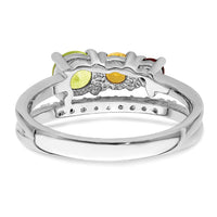 Sterling Silver RH-plated 1.02t.w. PE/CI/GA/WT Bypass Ring