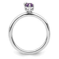 Sterling Silver Rhodium-plated Polished Pear Amethyst & White Topaz Ring