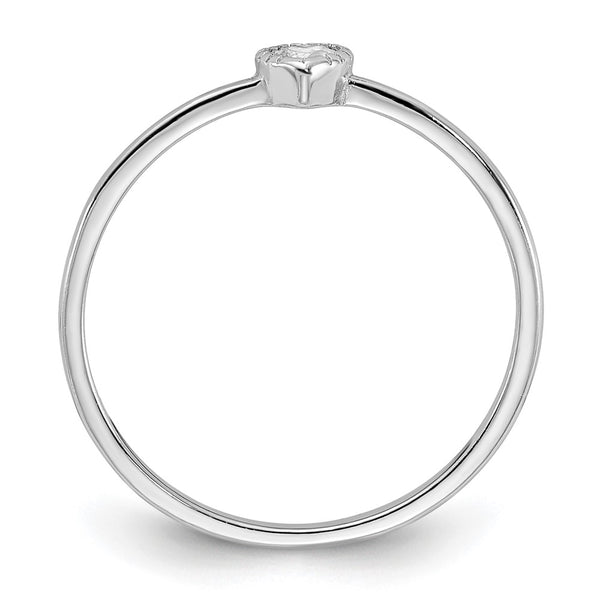 Sterling Silver Rhodium-plated CZ Heart Ring