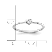 Sterling Silver Rhodium-plated CZ Heart Ring