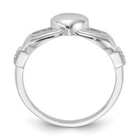 Sterling Silver Rhodium-plated CZ Claddagh Ring
