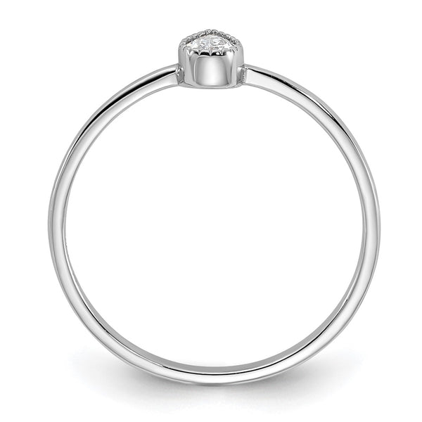 Sterling Silver Rhodium-plated Pear Shaped CZ Ring