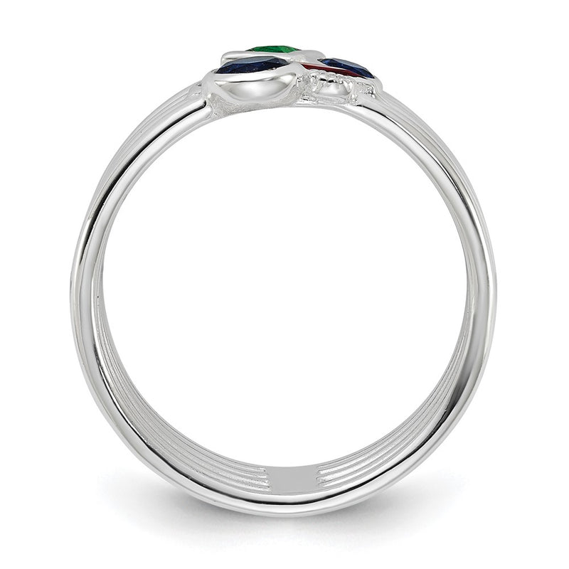 Sterling Silver E-coated Multi Color CZ Ring