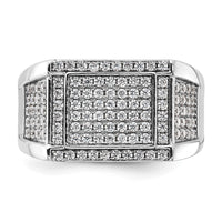 Sterling Silver Rhodium-plated CZ Signet Ring