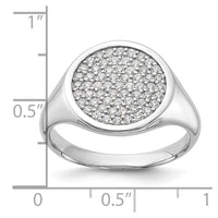 Sterling Silver Rhodium-plated Polished CZ Fashion Men's Ring