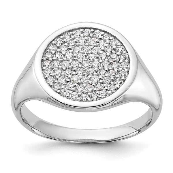 Sterling Silver Rhodium-plated Polished CZ Fashion Men's Ring