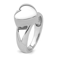 Sterling Silver Rhodium-plated Polished Heart Ash Holder Ring