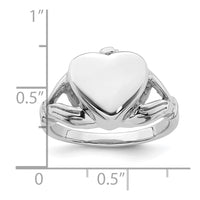 Sterling Silver RH-plated Polished Claddagh Heart Ash Holder Ring
