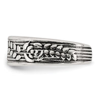 Sterling Silver Polished and Antiqued Rose and Leaf Pattern Toe Ring
