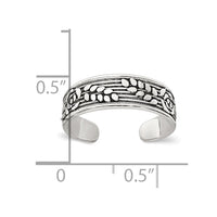 Sterling Silver Polished and Antiqued Rose and Leaf Pattern Toe Ring