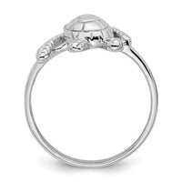 Sterling Silver Rhodium-plated Polished Turtle Ring