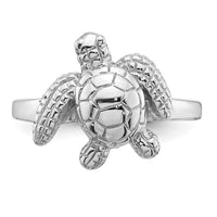 Sterling Silver Rhodium-plated Polished Turtle Ring