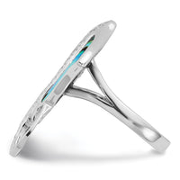 Sterling Silver Rhodium-plated Polished Abalone Stingray Ring
