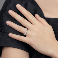 Sterling Silver RH-plated Polished and Twisted CZ Ball End Ring